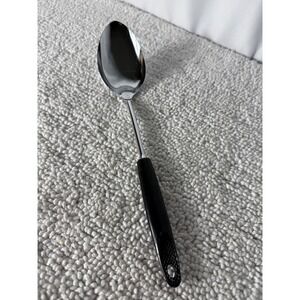 Vintage Ekco Chromium Plated Serving Spoon Black Handle Made in USA 12.25 Inch